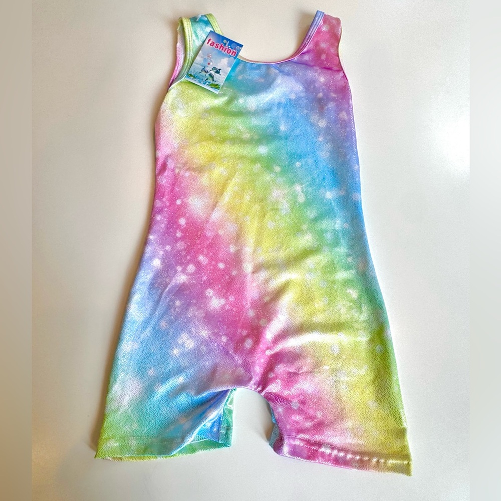 NWT Girls Colorful Tie-Dye Sleeveless Gymnastics Leotard size 120 / 4-5y